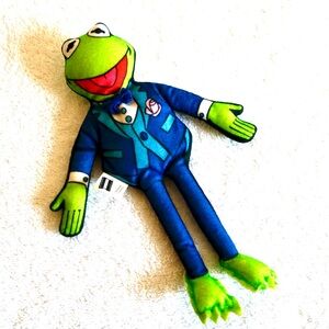 Vintage 1998 Blockbuster Kermit the Frog Felt Plush in Blue Suit